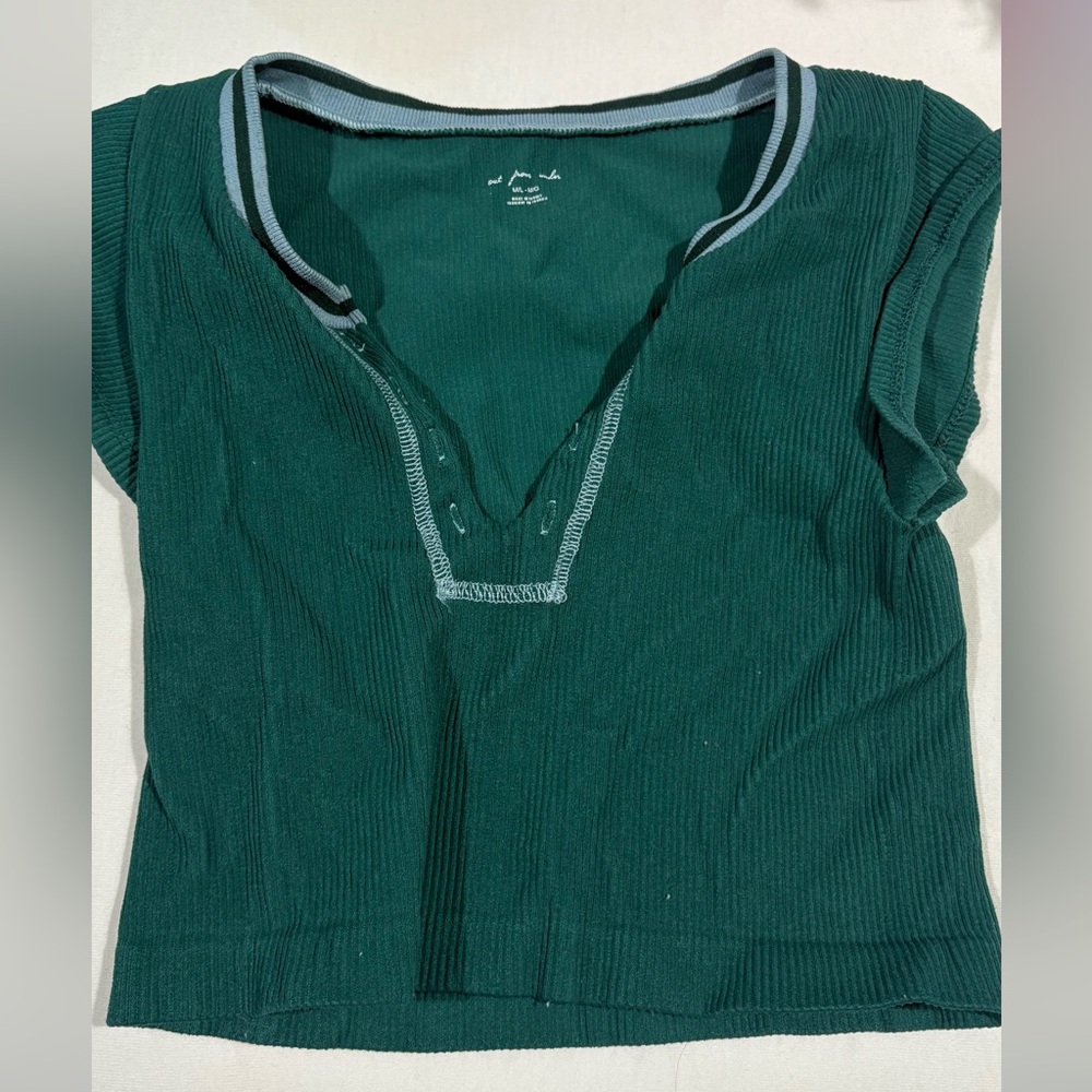 Urban Outfitters Teal Ribbed Crop Top